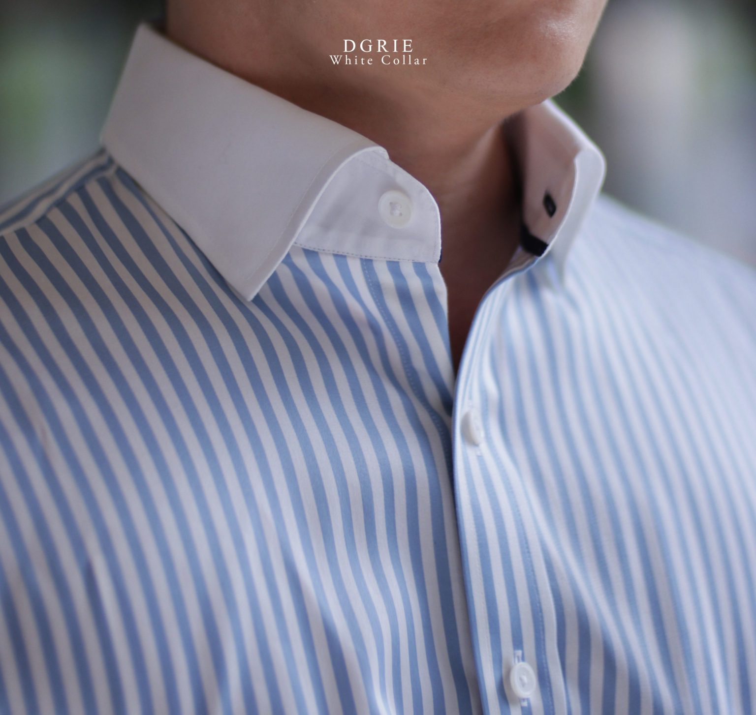 White Collar Oxford Blue Stripe Shirts