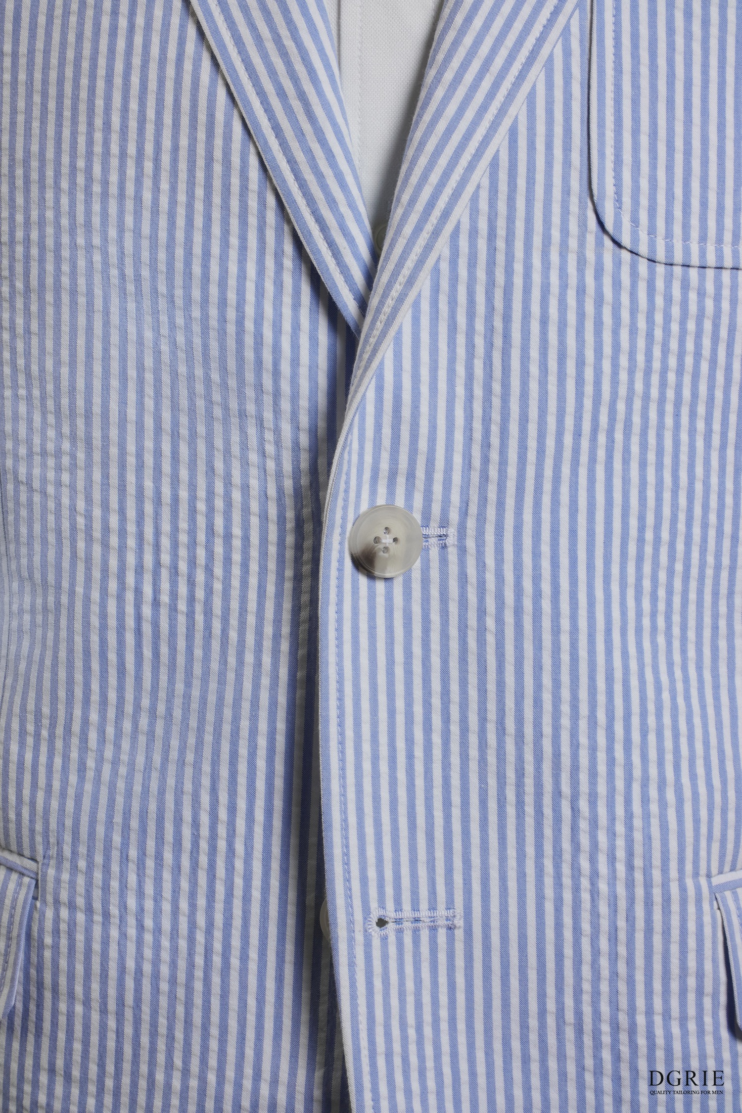 เสื้อสูท Blue Seersucker Stripes Notch Lapel Unlining Sport Jacket
