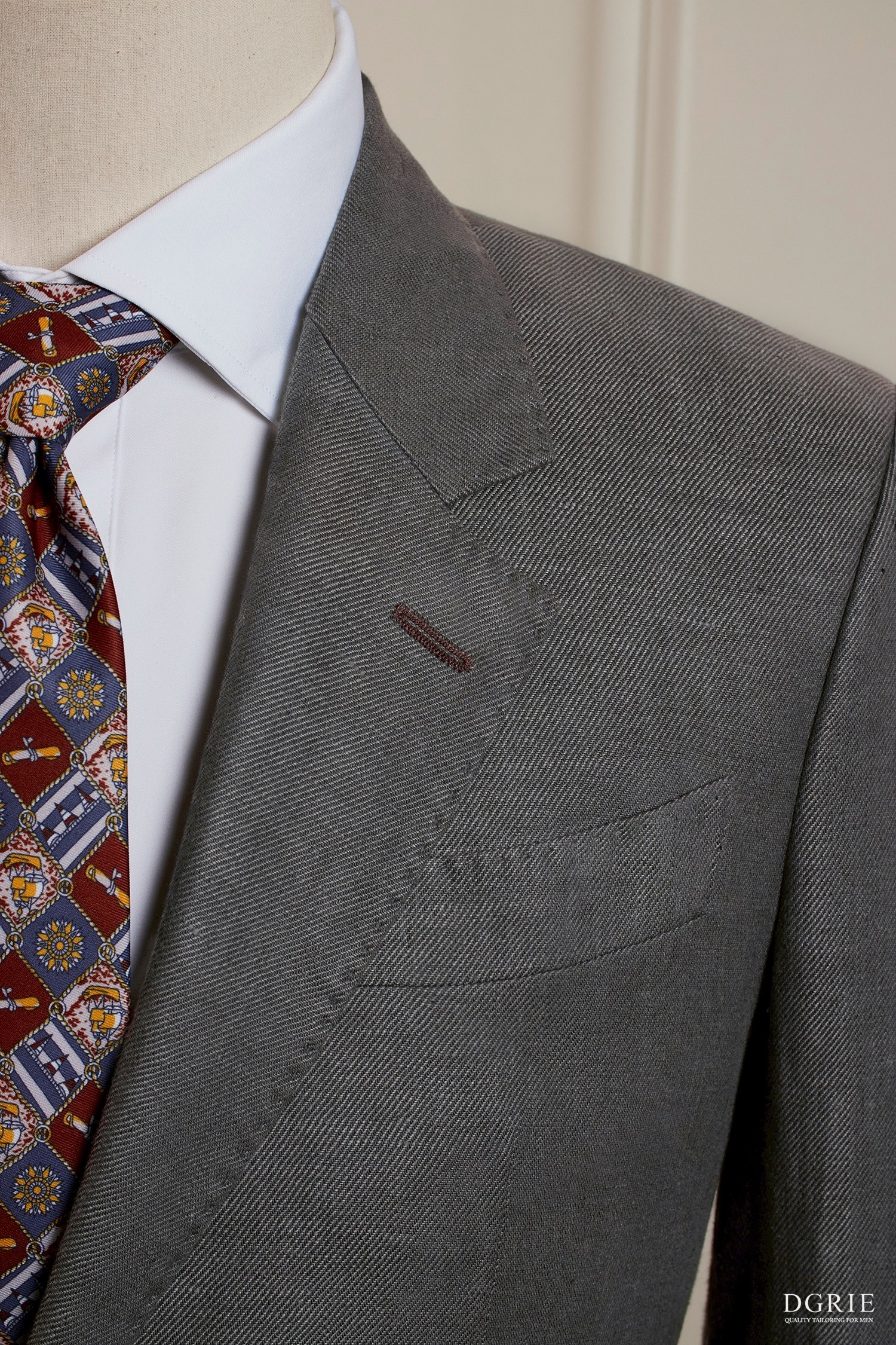 IMG_4414 เสื้อสูท Dark Gray Notch Lapel Stitch Linen Sport Jacket