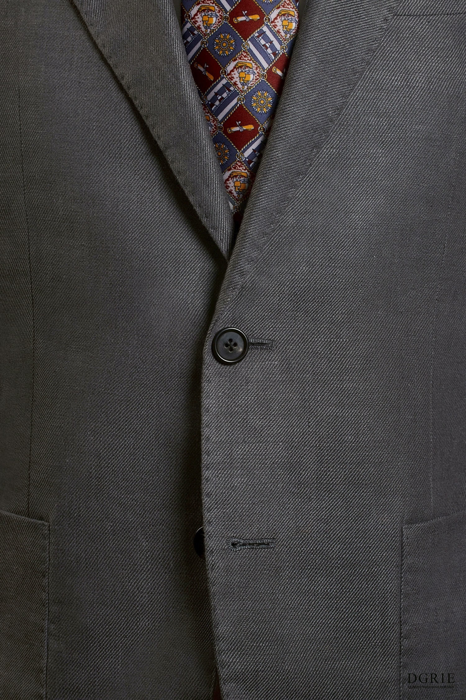 IMG_4415 เสื้อสูท Dark Gray Notch Lapel Stitch Linen Sport Jacket