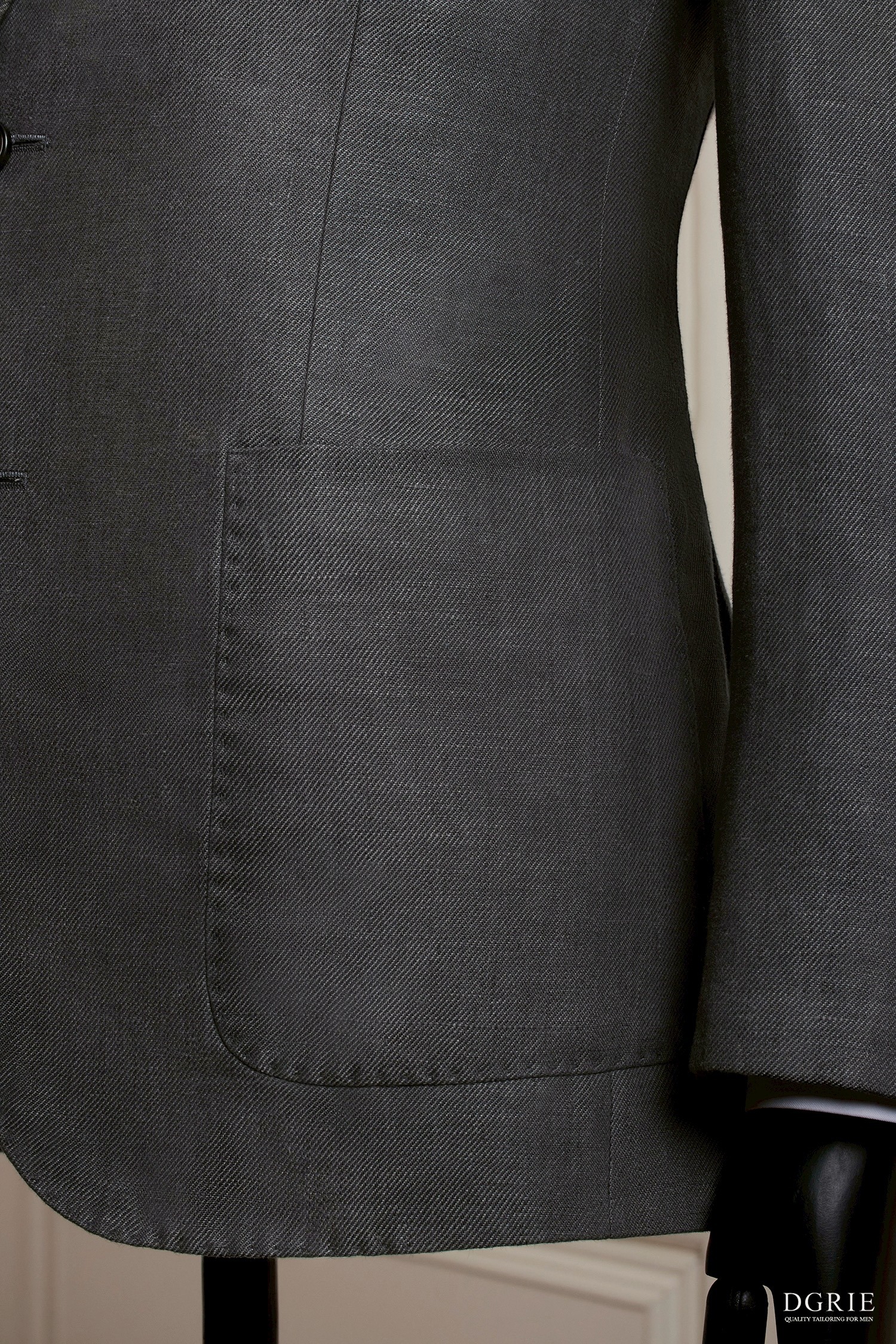 IMG_4411 เสื้อสูท Dark Gray Notch Lapel Stitch Linen Sport Jacket