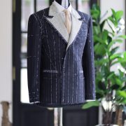 DGRIE 1st Fitting Full Canvas Dark Navy Pin-stripe Suits