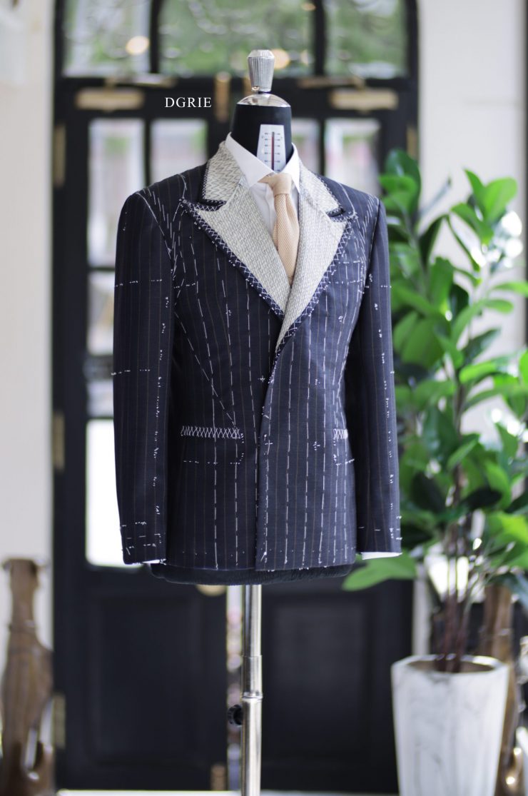 DGRIE 1st Fitting Full Canvas Dark Navy Pin-stripe Suits