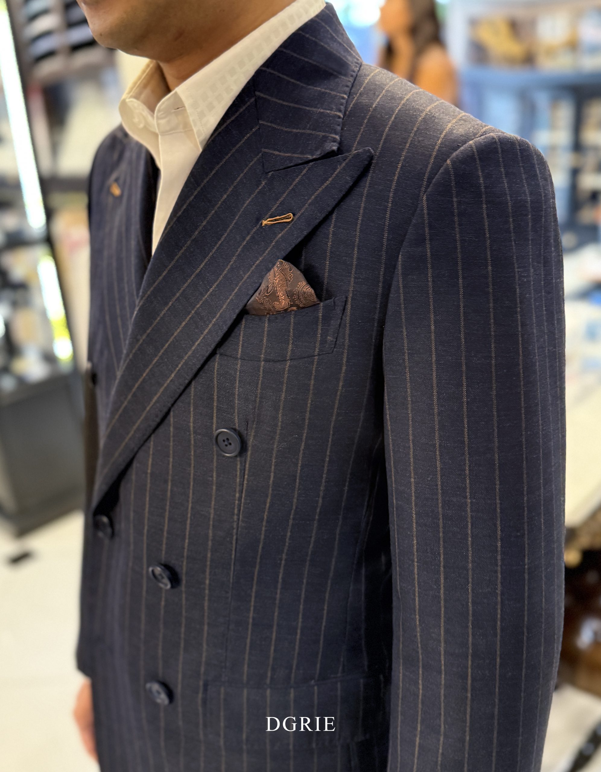 DGRIE Dark Navy Pin-stripe Duoble Breasted Suit