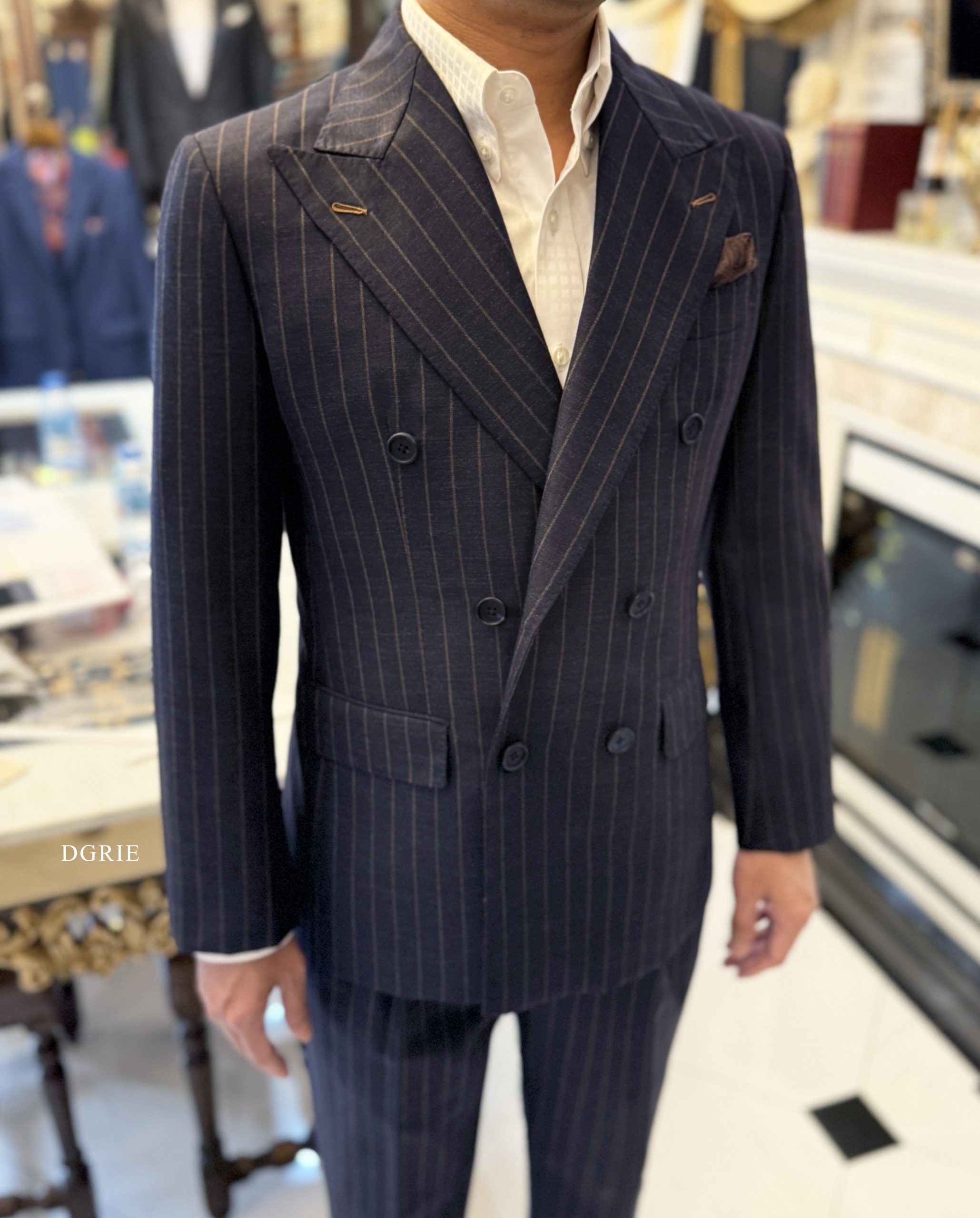 DGRIE Dark Navy Pin-stripe Duoble Breasted Suit