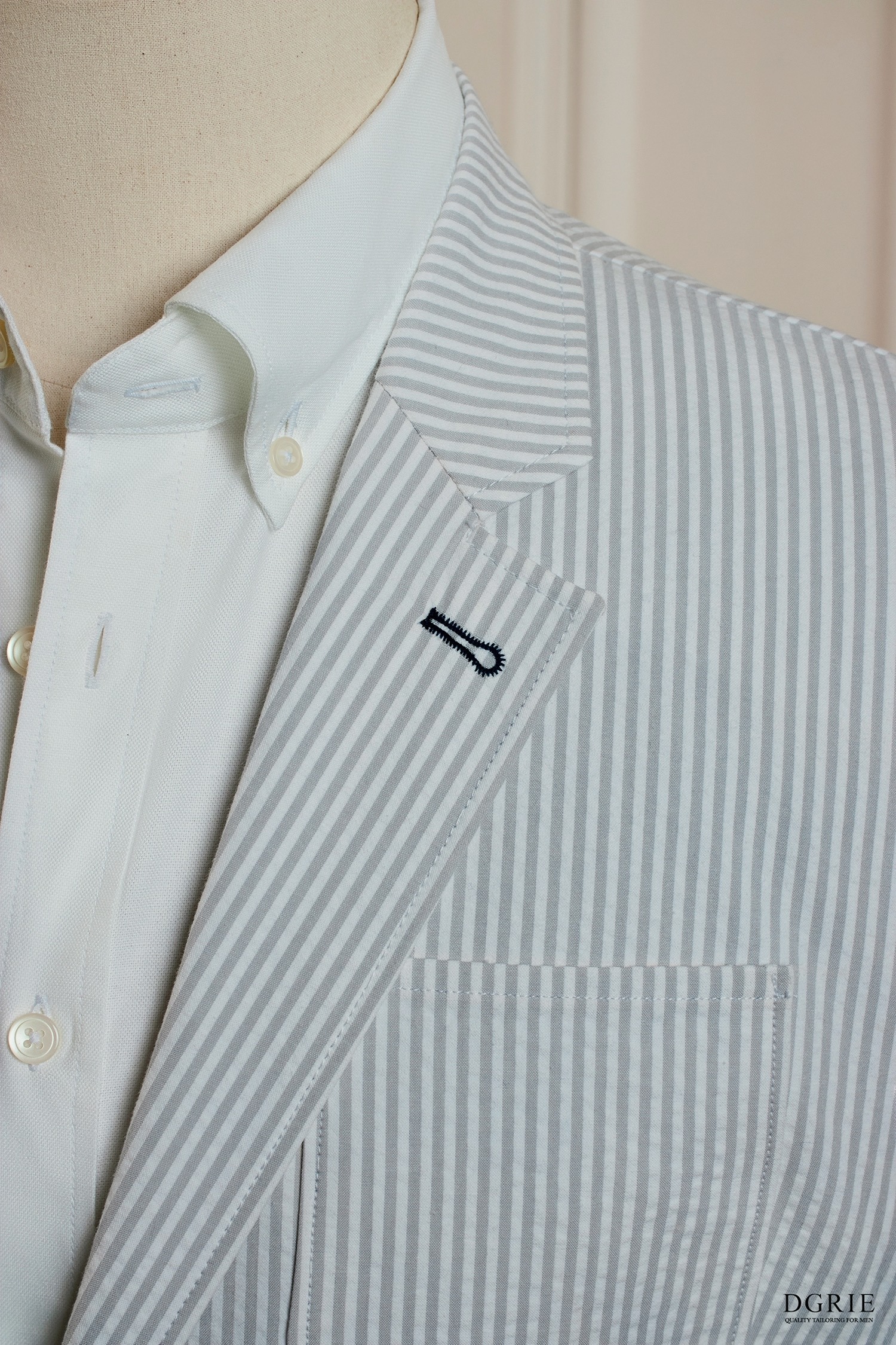 DGRIE Light Gray Seersucker Unlining Sport Jacket