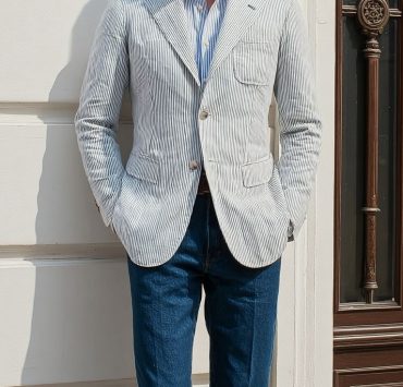 DGRIE Light Gray Seersucker Unlining Sport Jacket