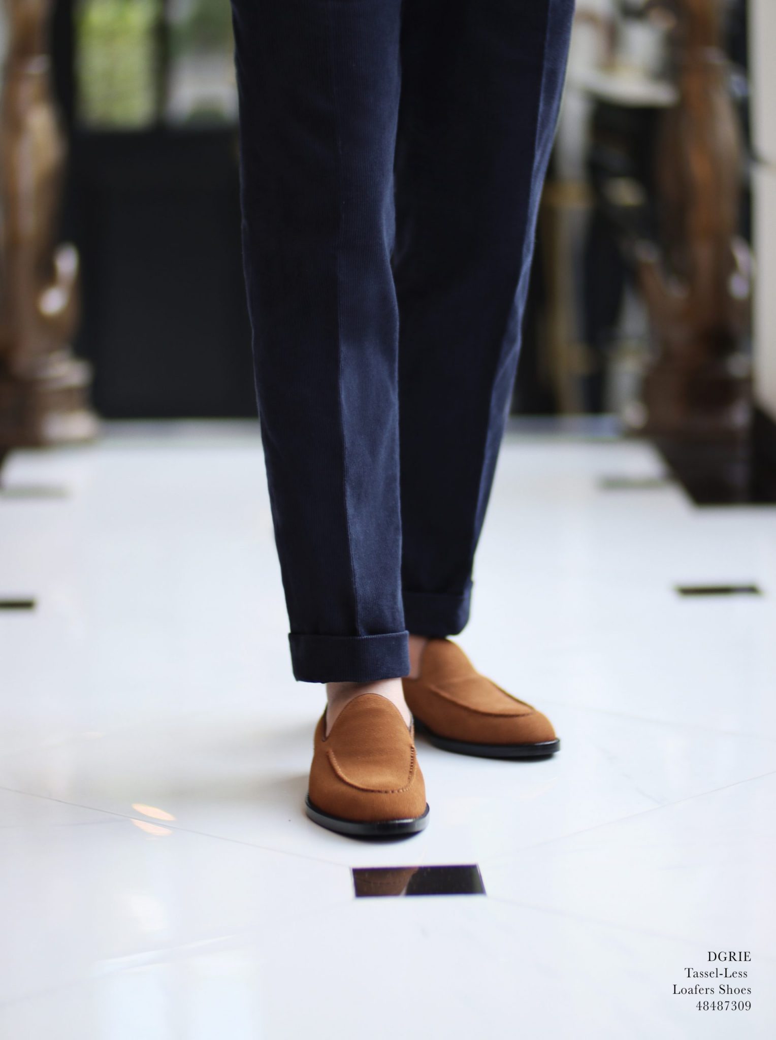 รองเท้าหนังกลับผู้ชาย DRGIE Casual Snuff Suede Tassel-Less Loafers