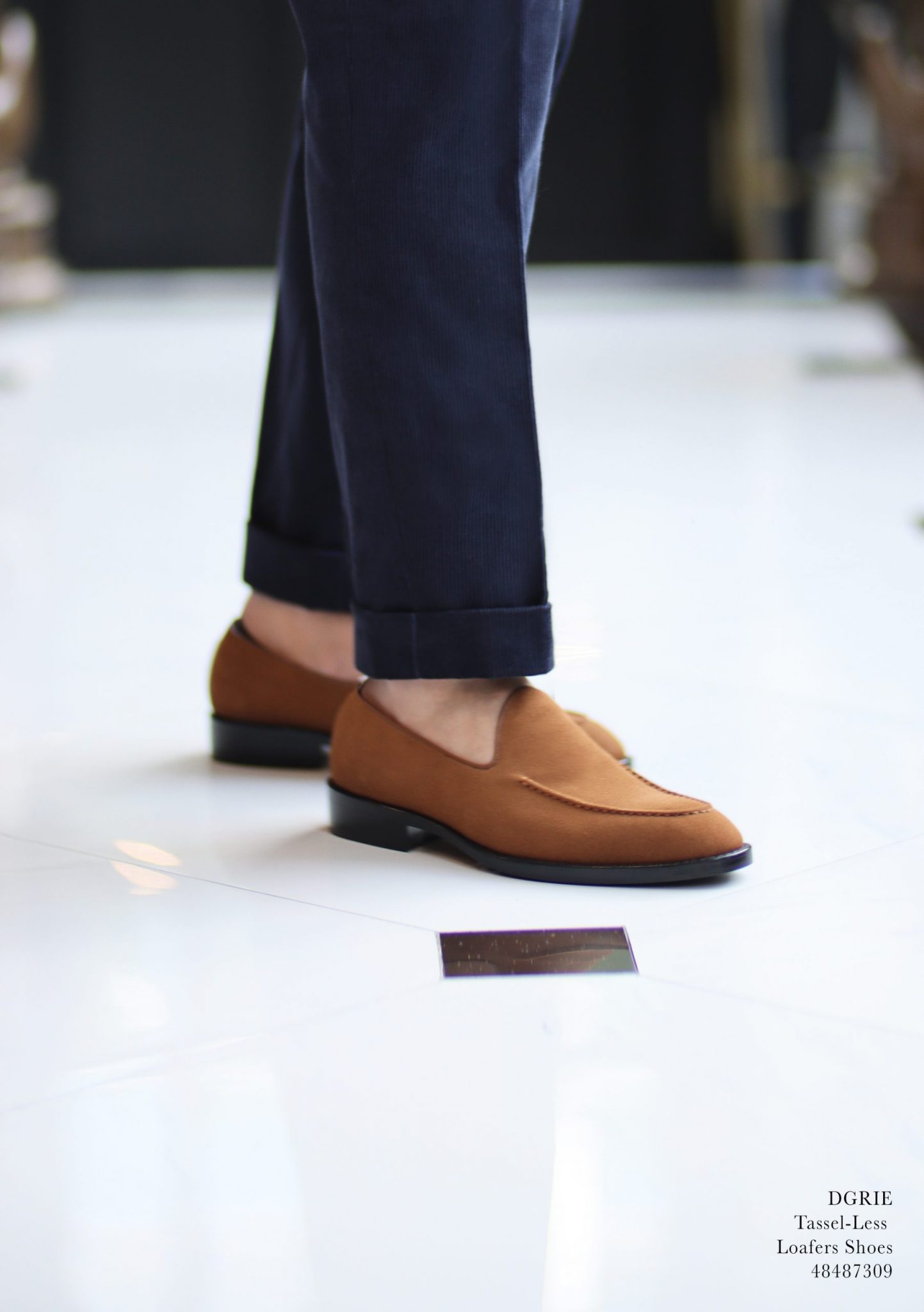 รองเท้าหนังกลับผู้ชาย DRGIE Casual Snuff Suede Tassel-Less Loafers