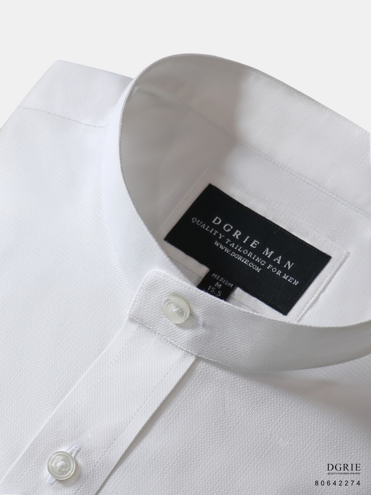 IMG_4741 เสื้อเชิ้ตคอจีน White W/W Mandarin Collar oxford Shirt