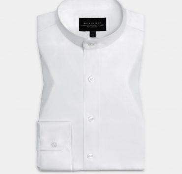 เสื้อเชิ้ตคอจีน White W/W Mandarin Collar oxford Shirt