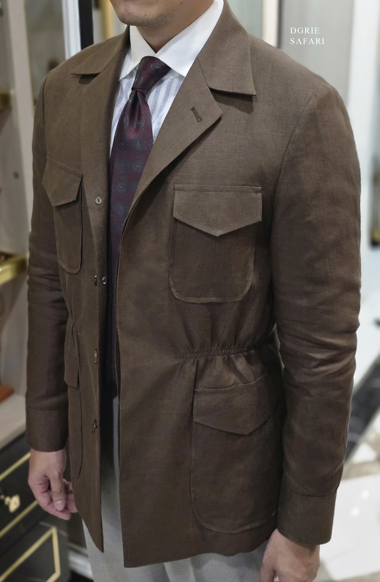 DGRIE BROWN LINEN SAFARI เสื้อซาฟารี