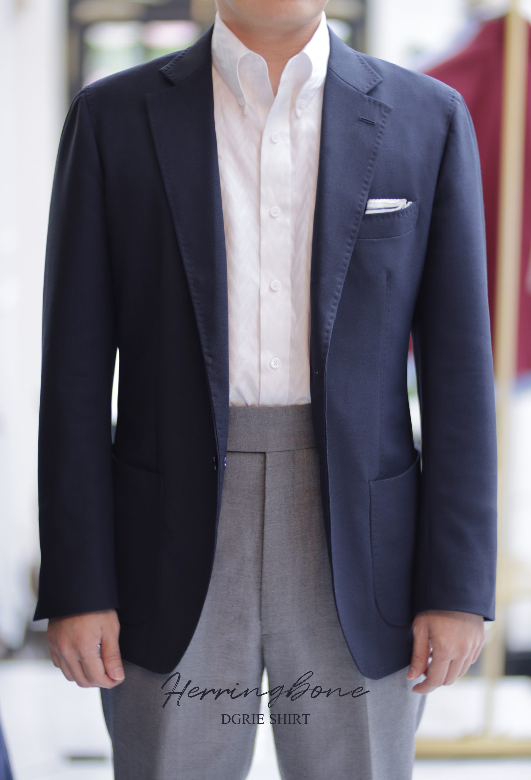 ตัดเชิ้ต DGRIE Medium & Heavy Herring Bone White Shirts