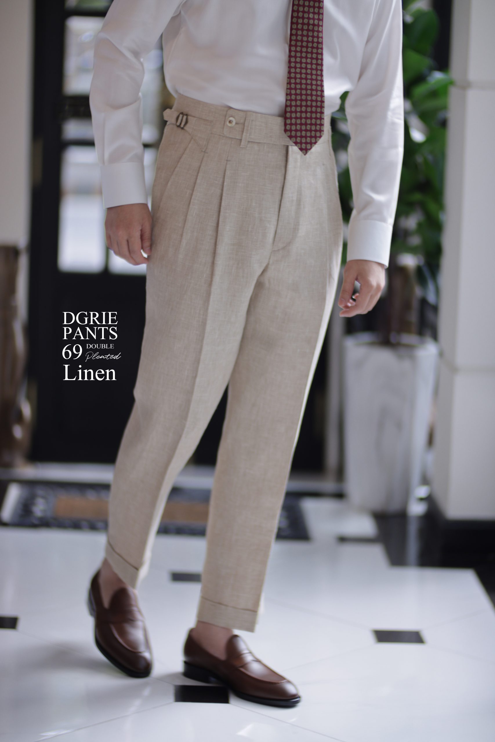 ตัดกางเกง DGRIE PANTS 69 DOUBLE PLEATED LINEN SIDE ADJUSTER