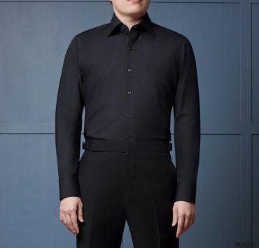 เสื้อเชิ้ตดำ DGRIE Play - Pure black English Spread Collar Shirt