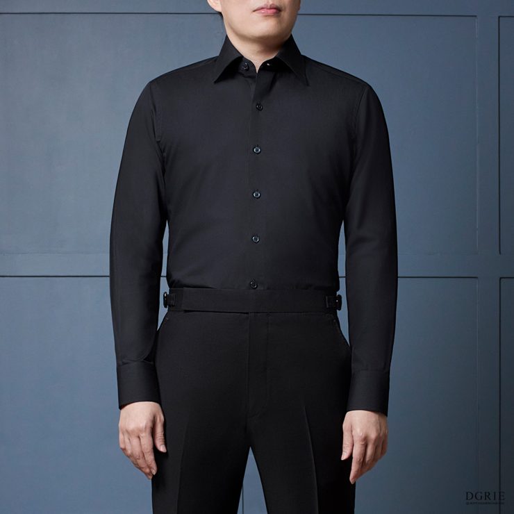 เสื้อเชิ้ตดำ DGRIE Play - Pure black English Spread Collar Shirt