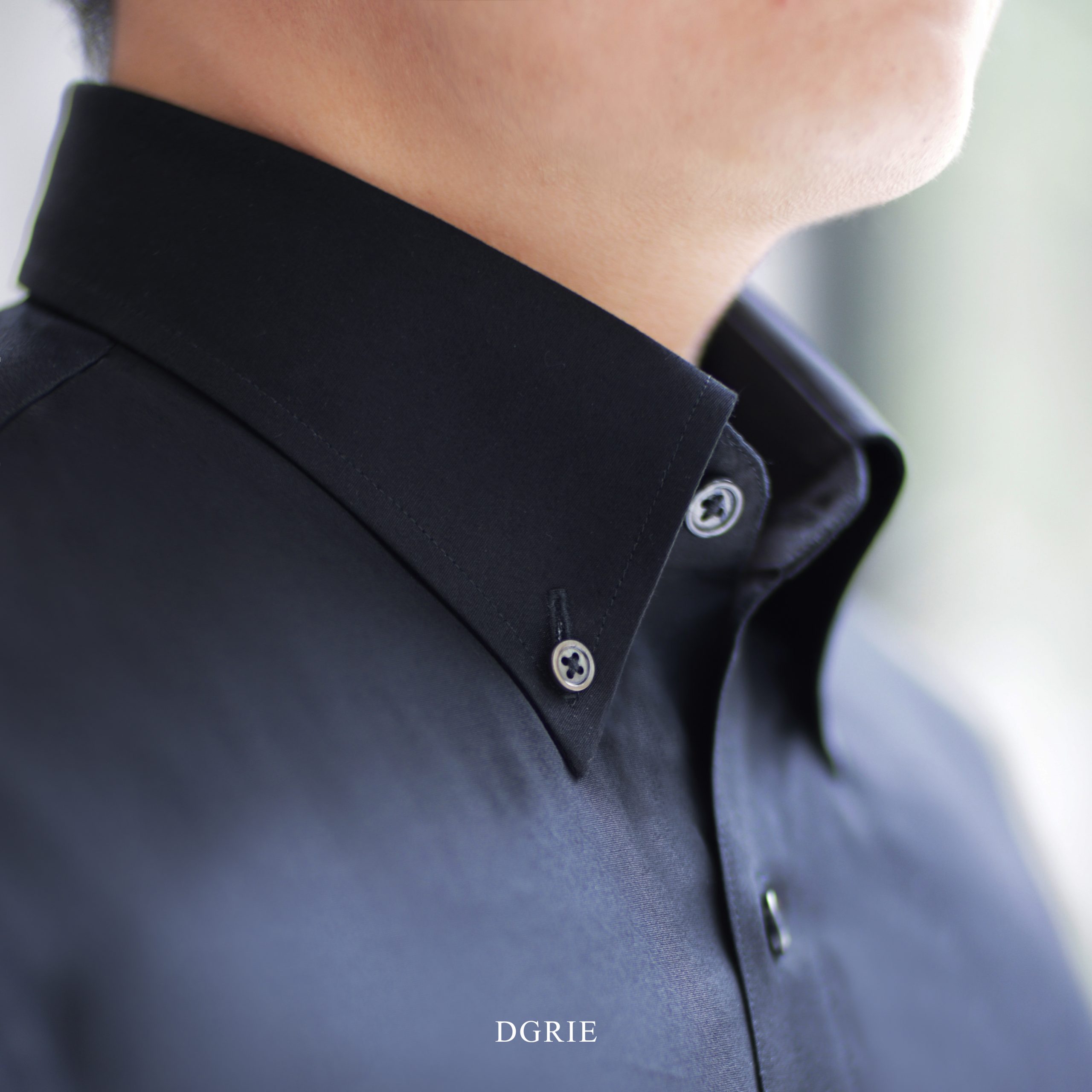 Pure black wrinkle-free classic button-down shirt - DGRIE  