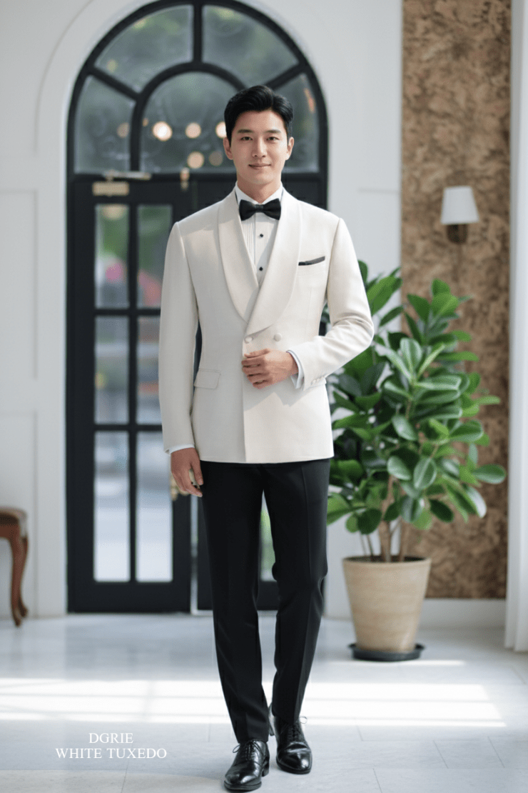 ตัดสูททักซิโด้ Ivory White Shawl Lapel Tuxedo Suits