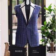 Navy Notch Lapel Full Canvas Construction Suit