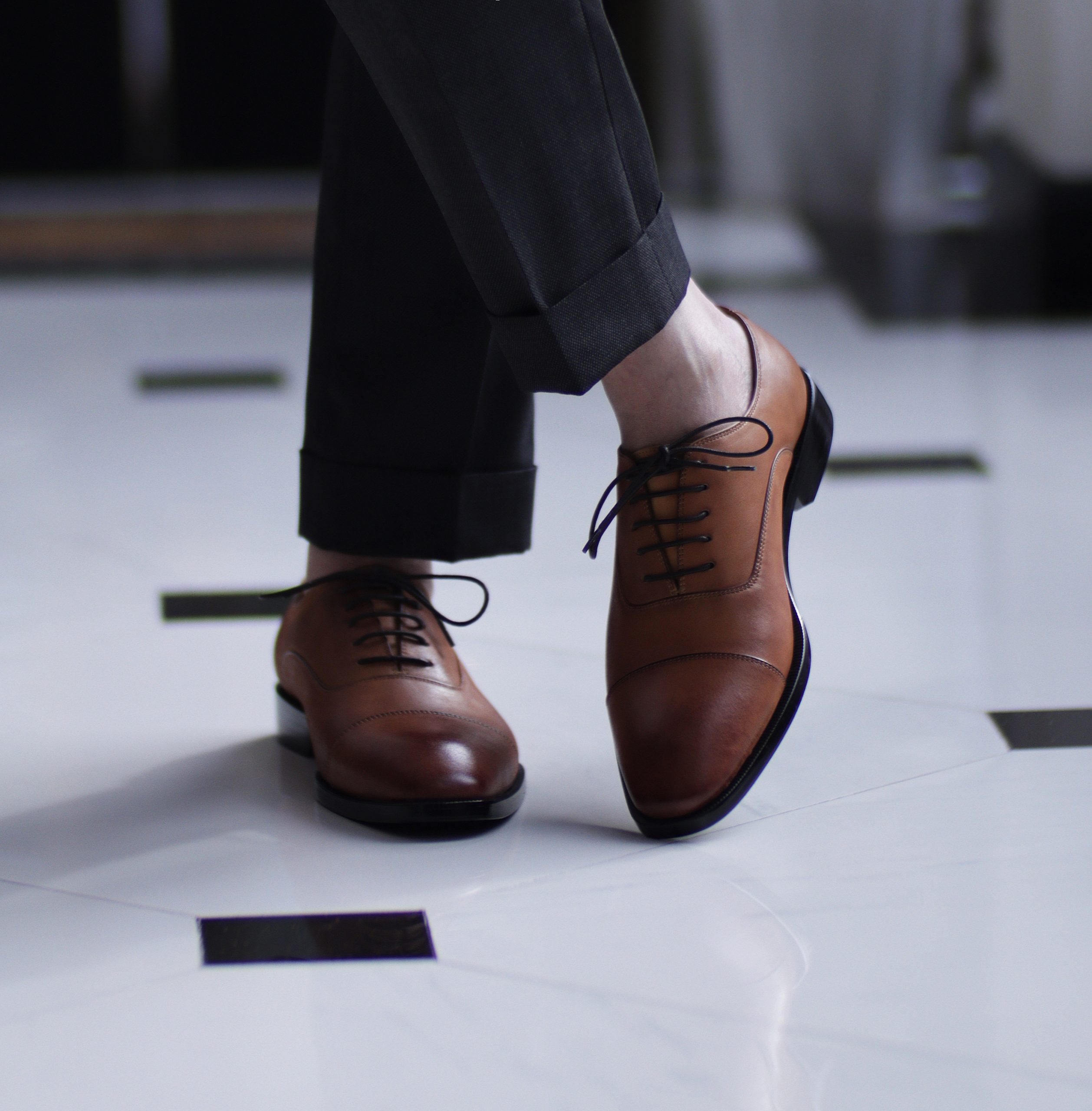 Premium Cap Toe Oxford (Veg Tan) Shoes