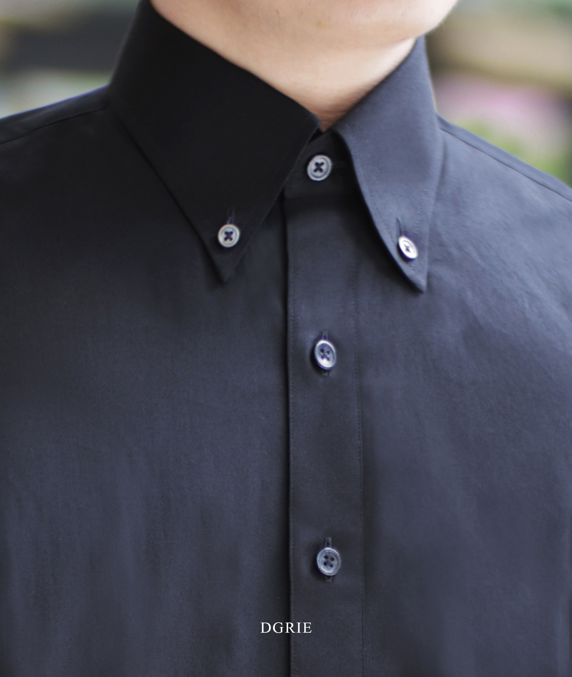 Pure black wrinkle-free classic button-down shirt - DGRIE  