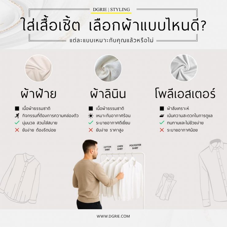 ใส่เสื้อเชิ้ต เลือกผ้าแบบไหนดี?