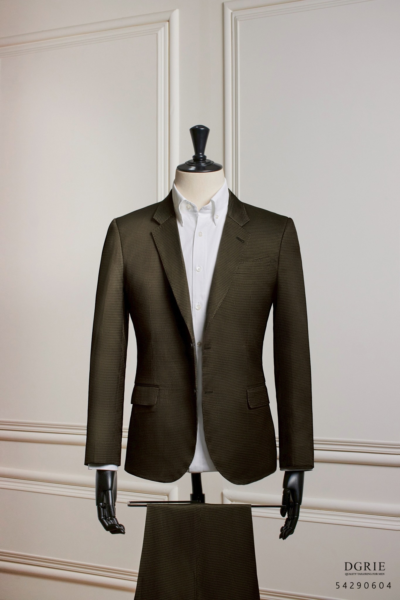 เสื้อสูท Bronze Olive Houndstooth Wool Suits