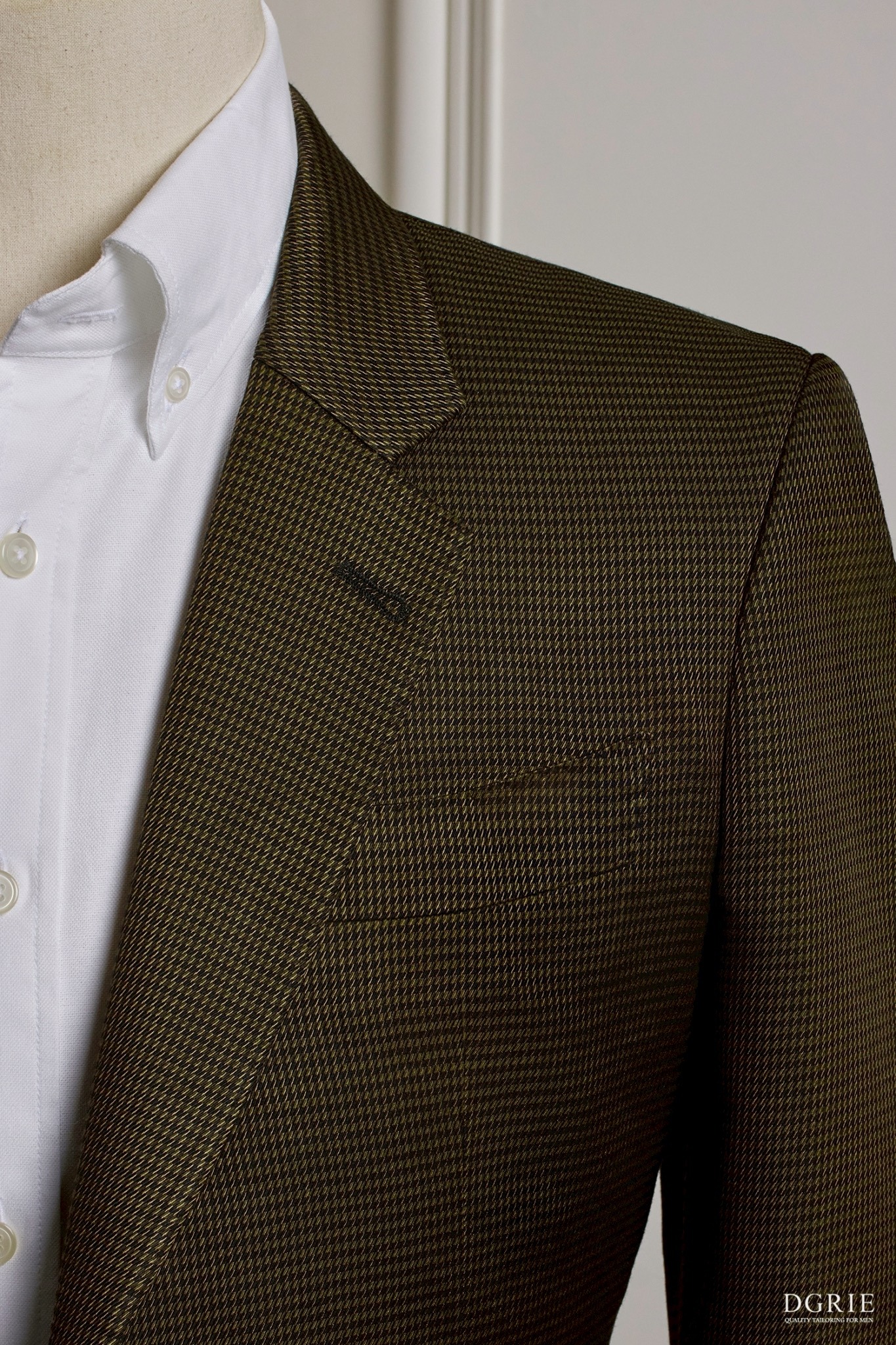 เสื้อสูท Bronze Olive Houndstooth Wool Suits