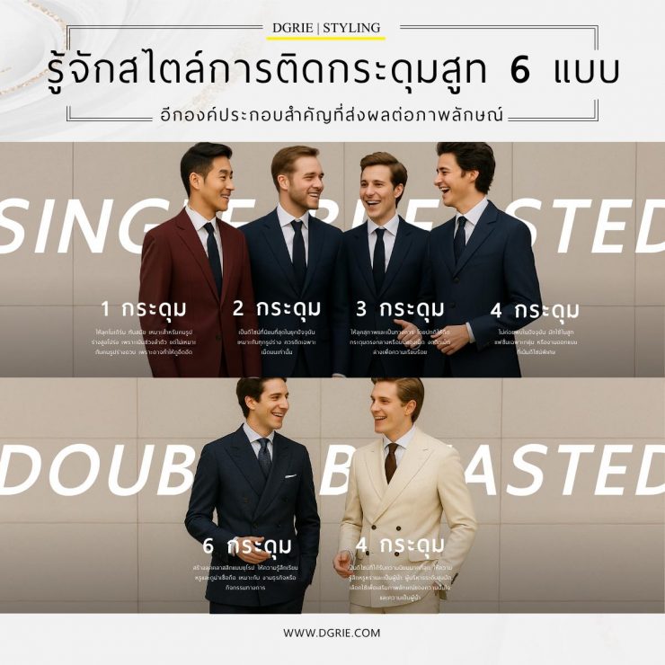 DGRIE - รู้จักสไตล์การติดกระดุมสูท 6 แบบ