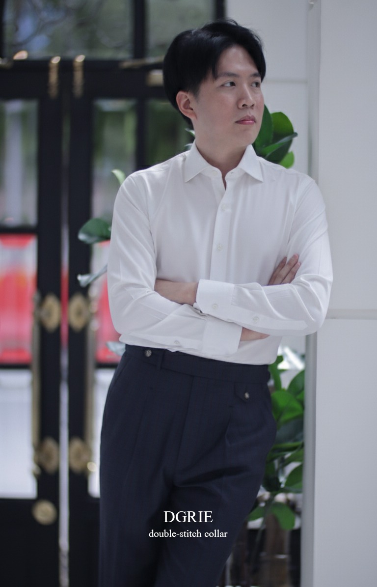 white-shirt-double-stitch copy ตัดเชิ้ต DGRIE Double Hand Stitch Spread Collar Shirts