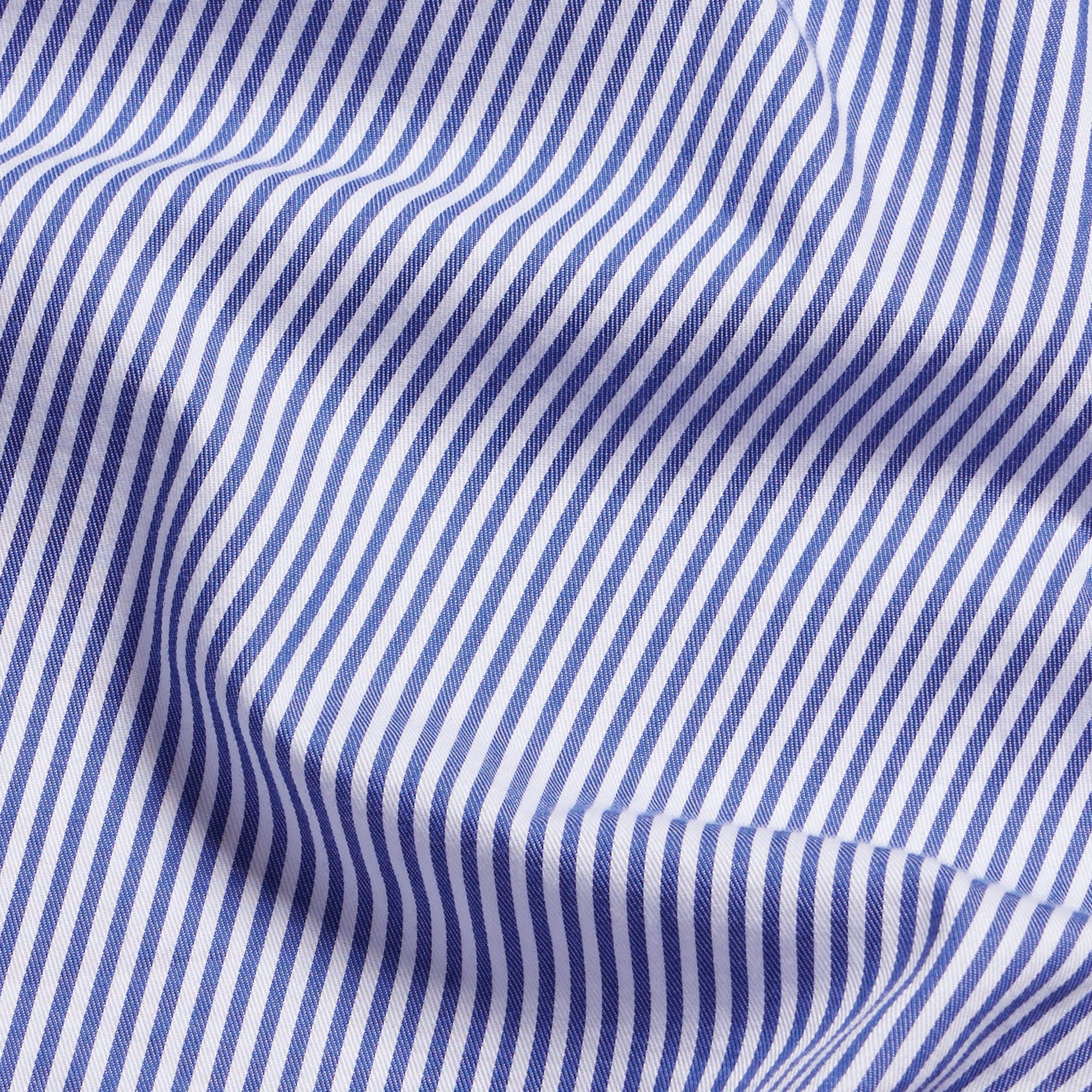 09_Stripe_Oxford_Navy_Stripe_Flat_Fabric DGRIE SHIRTS - Navy Pin-stripe White Collar Shirt