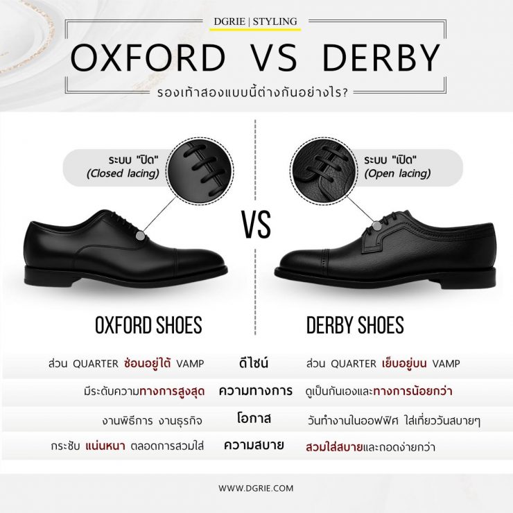 OXFORD VS DERBY รองเท้าสองแบบนี้ต่างกันอย่างไร?