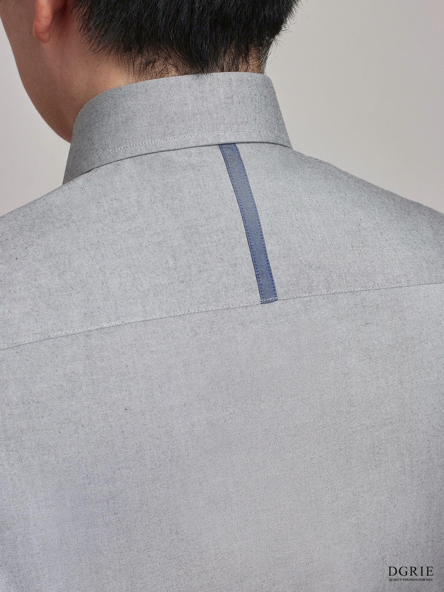 เสื้อเชิ้ตสีเทา Cloud Gray Round Spread Collar Oxford Cotton Linen Shirt