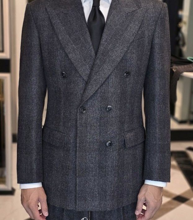 ร้านตัดสูท DGRIE Dark Grey Prince of wales Double Breasted Suits