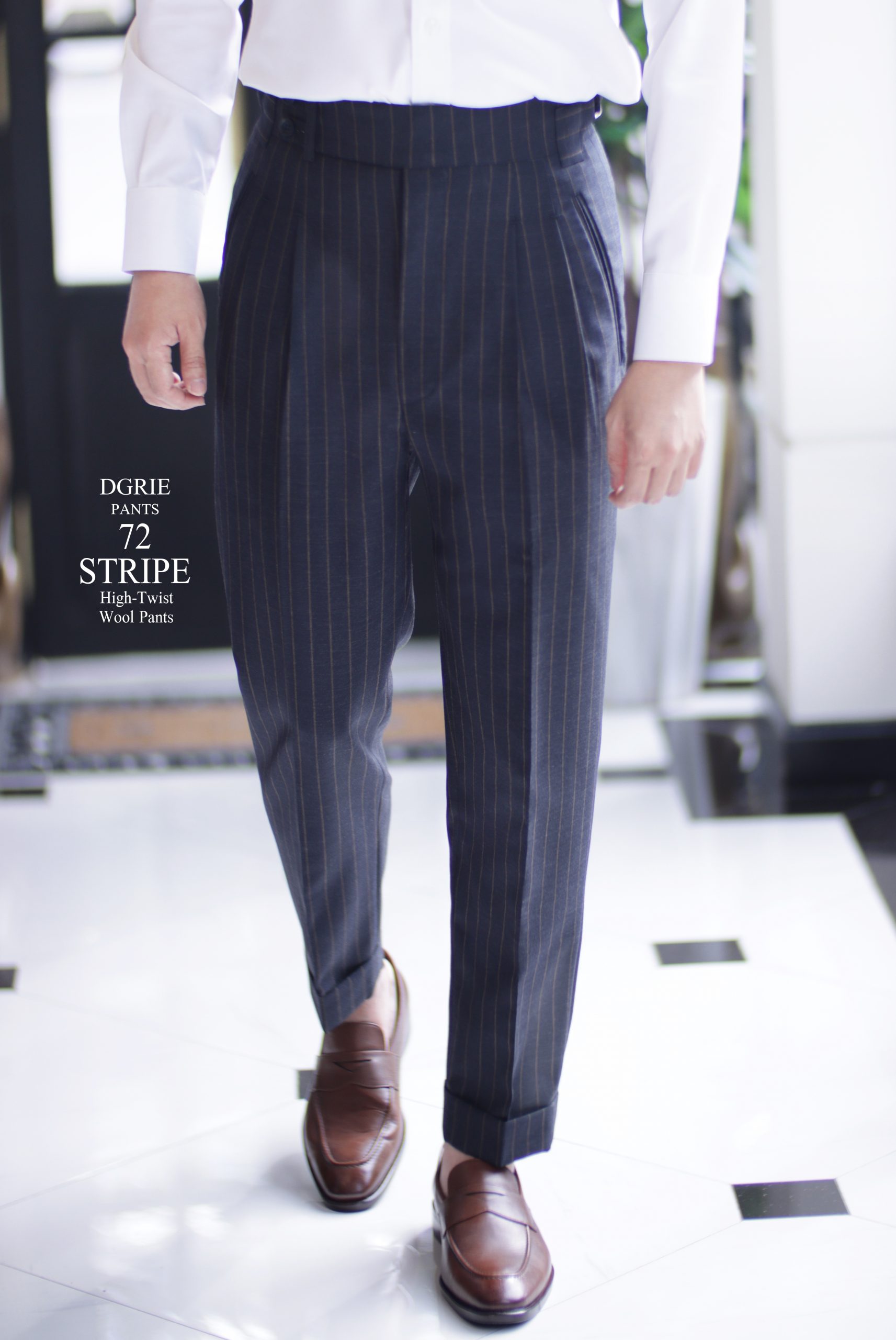 ตัดกางเกง DGRIE PANTS 72 - NAVY STRIPE HIGH TWIST PANTS