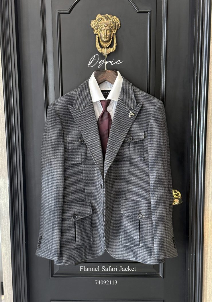เสื้อซาฟารี DGRIE Flannel Houndstooth Safari jacket