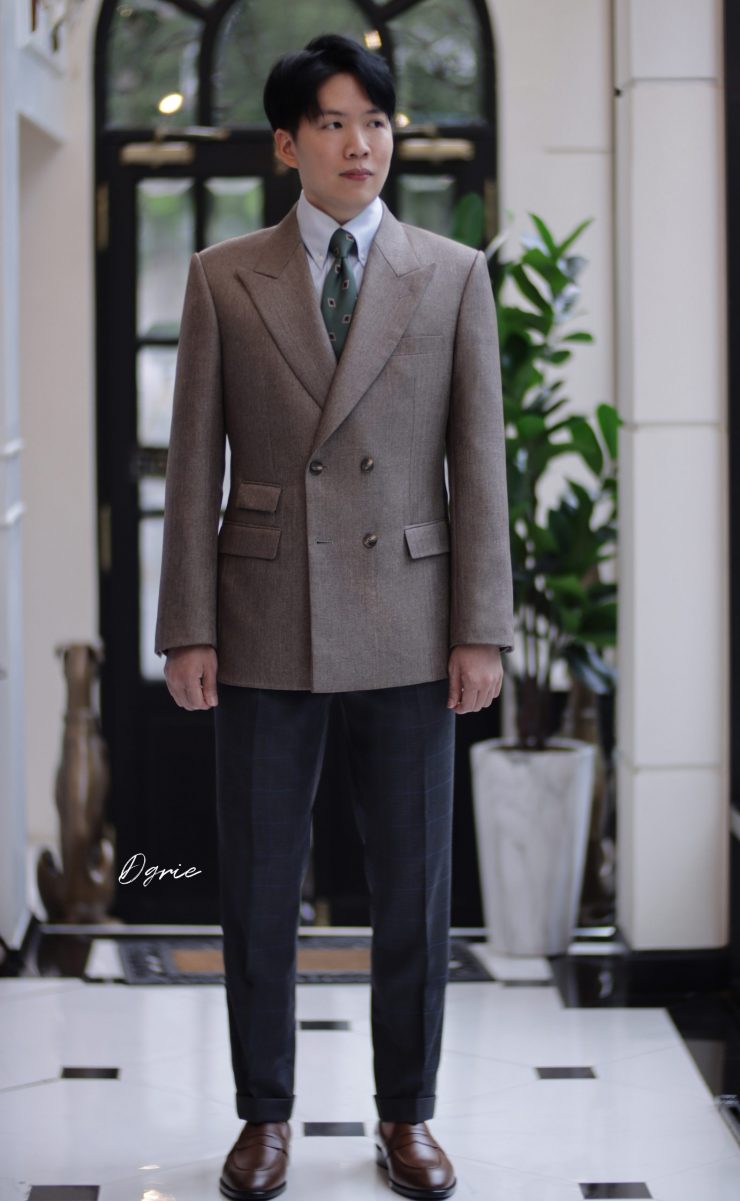 DGRIE Herringbone Double Breasted Suit