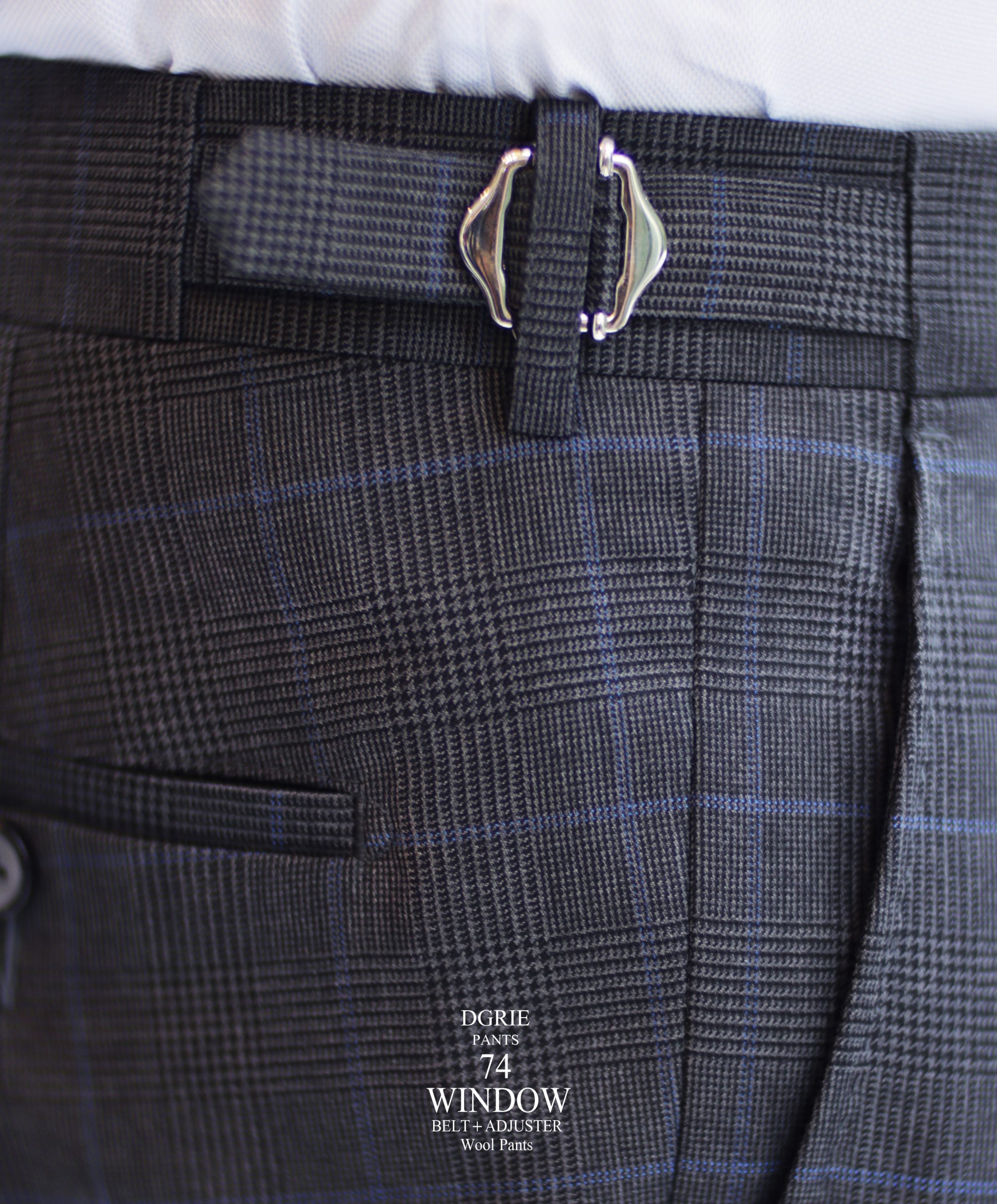 DGRIE PANTS 74 - Window High-Waist Side Adjuster + Belt Wool Pants