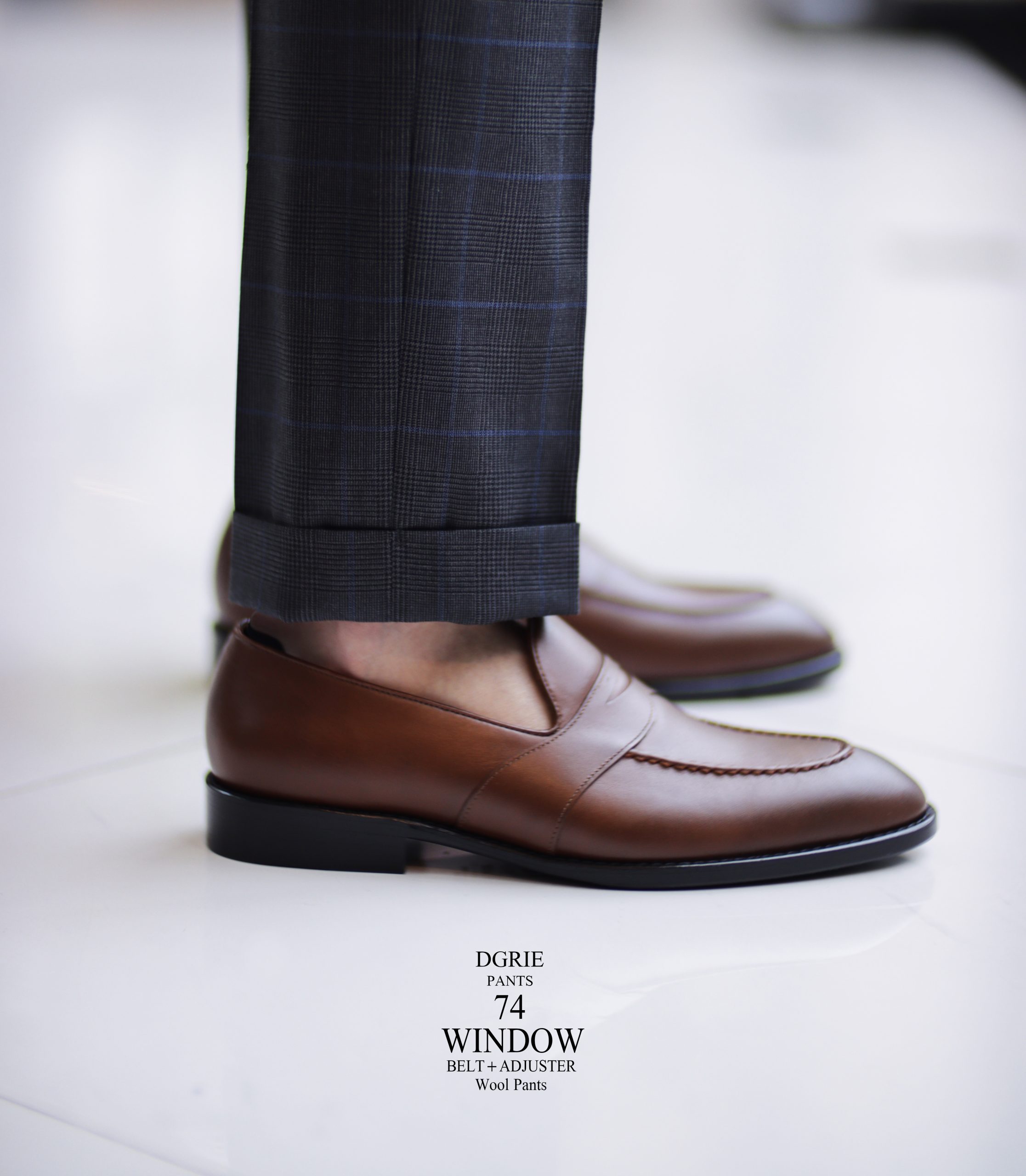 DGRIE PANTS 74 - Window High-Waist Side Adjuster + Belt Wool Pants