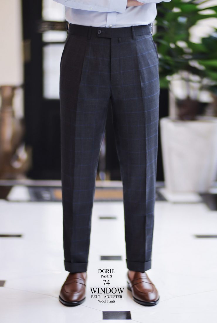 DGRIE PANTS 74 - Window High-Waist Side Adjuster + Belt Wool Pants