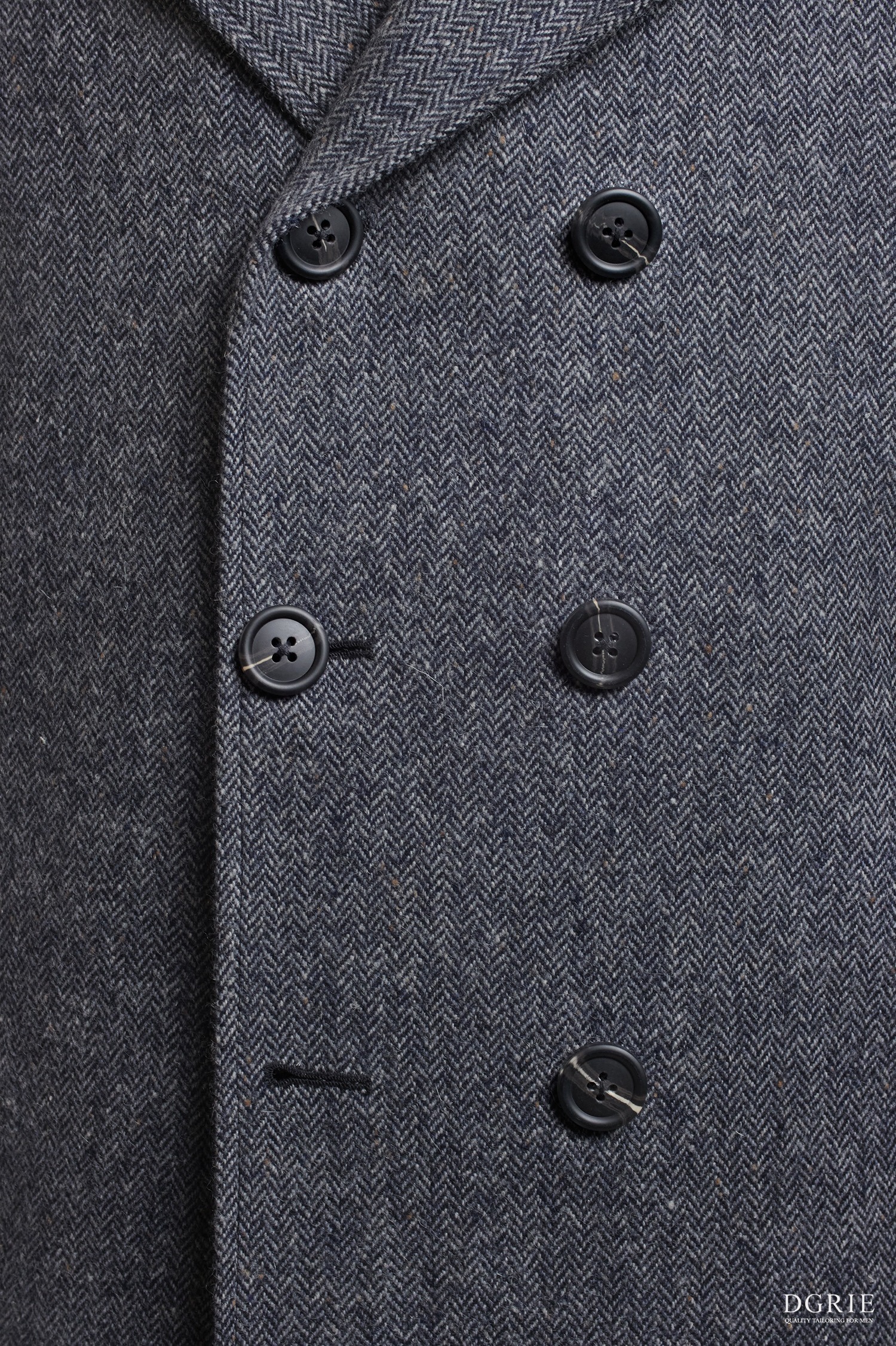 เสื้อโค้ทกันหนาว PeaCoat Dark Gray Herringbone 6 Botton Flannel Wool