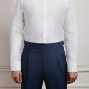 เสื้อเชิ้ต ปกติดกระดุม Smart High Collar Button Down linen White Shirt