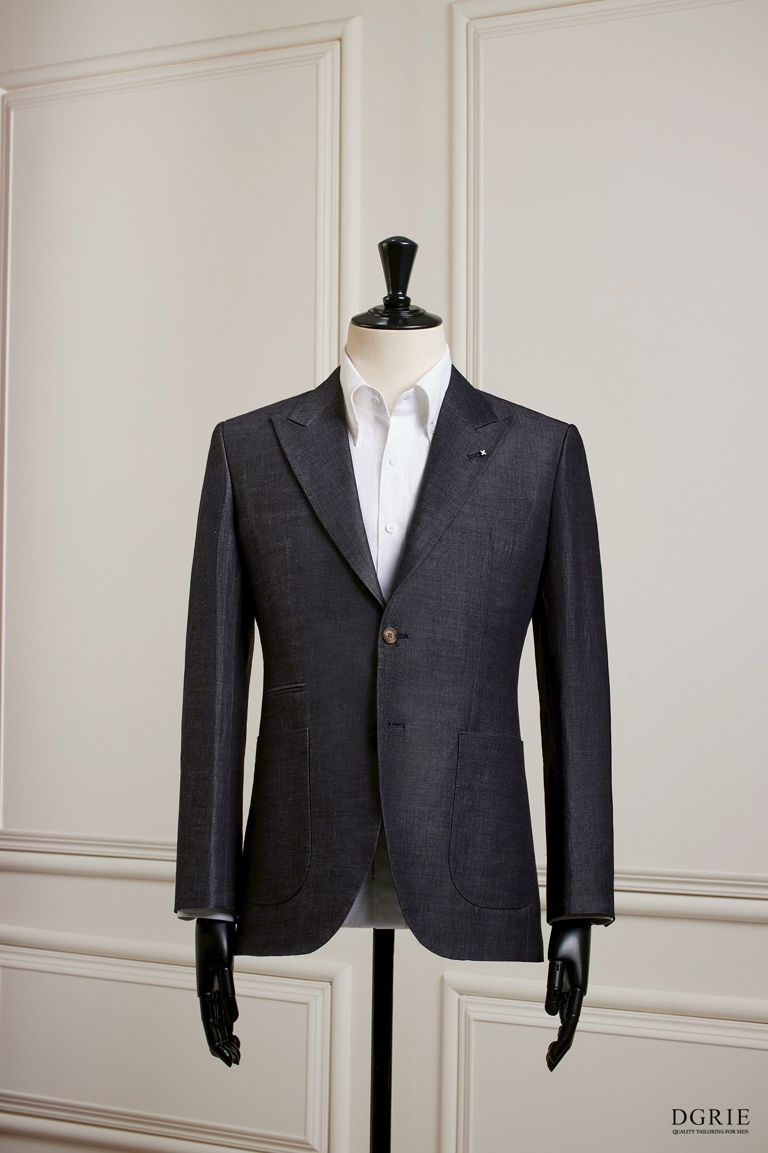 DGRIE - เสื้อสูท Midnight blue Wool&Silk Peak Lapel X Silver Pin Jacket