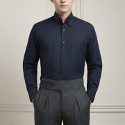 เสื้อเชิ้ต Oxford Cotton Button Down Navy Blue Shirt