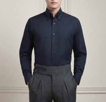 เสื้อเชิ้ต Oxford Cotton Button Down Navy Blue Shirt