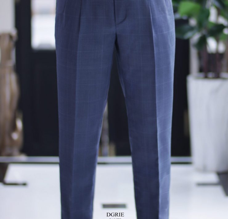 DGRIE PANTS 76 : Windowpane Side Adjusters Pleated Pants