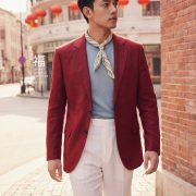 DGRIE Red Linen Full Lining Sport Jacket