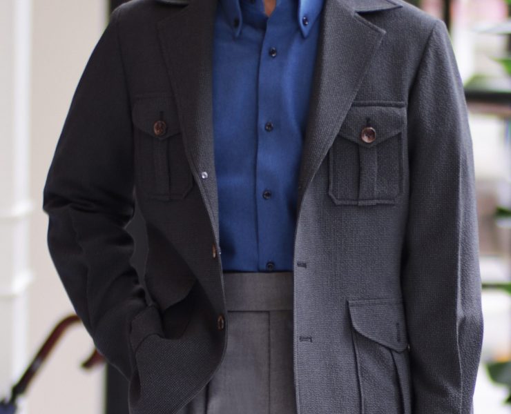 DGRIE Grey Seersucker Safari Jacket