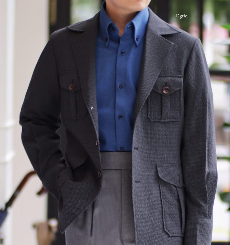 DGRIE Grey Seersucker Safari Jacket