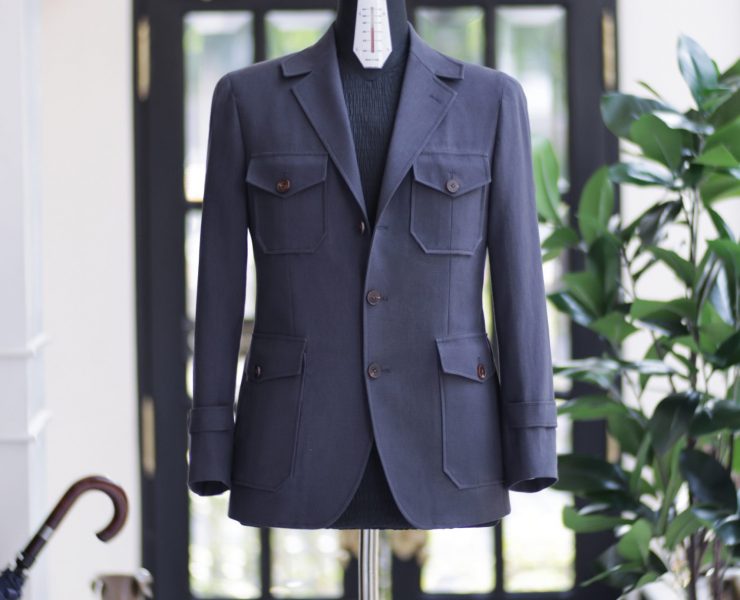 DGRIE Solbiati - Art Du Lin - Grey Navy Safari Jacket 35 DGRIE Solbiati - Art Du Lin - Grey Navy Safari Jacket